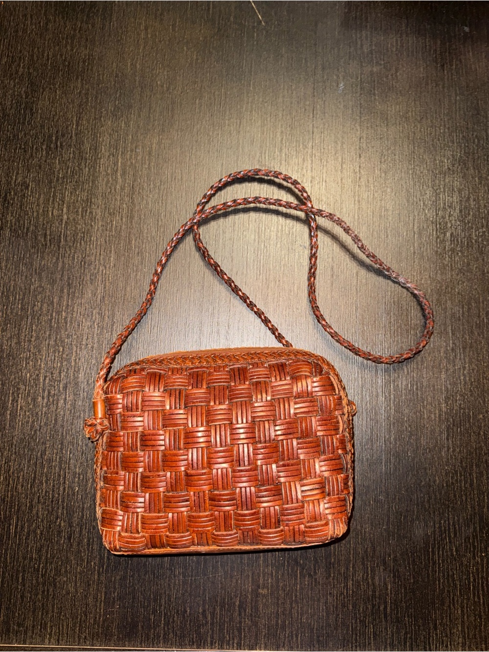 Cem Small Brown Woven Leather Crossbody Bag Genuine Leather Made In Brazil